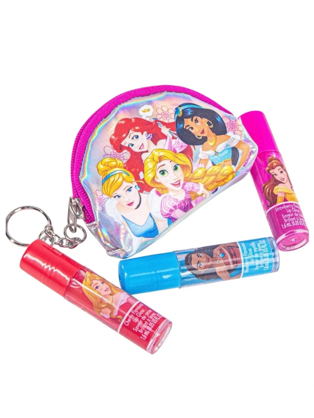 Disney’s Princess 3 Pack Multi-color Lip Gloss with Mini Keychain Purse (NWT)